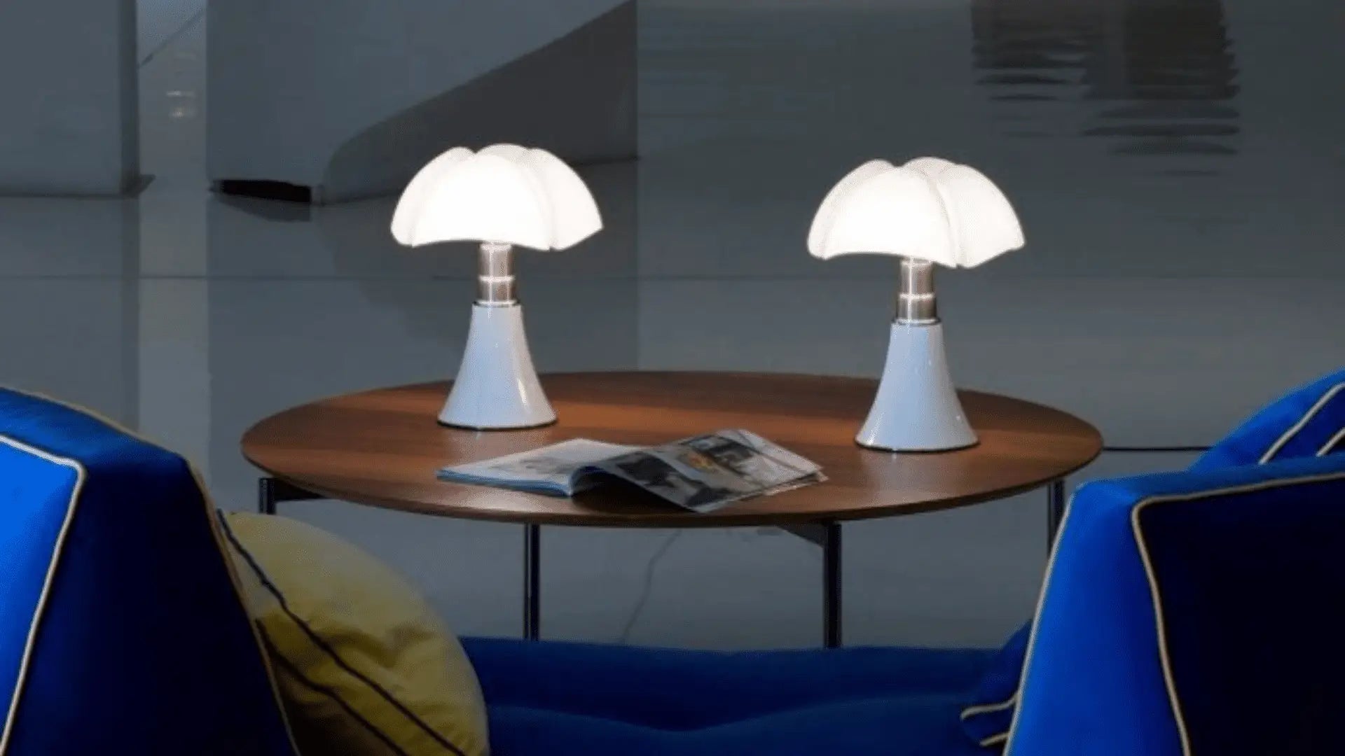 Lampe De Bureau Martinelli Luce Pipistrello – Modèle Medium, Couleur Bleu, Style Art Déco, LED
