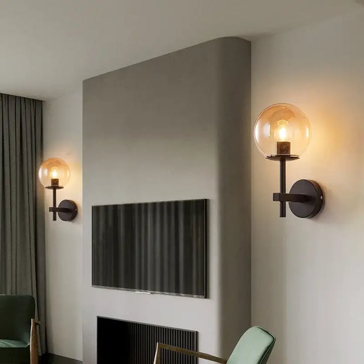 Applique Murale À Support Et À L’Abat-Jour En Verre Teinté