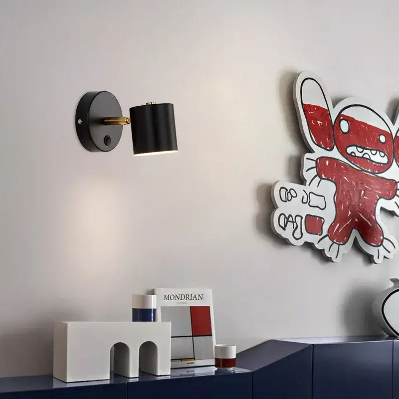 Applique Murale Cylindre Orientable Design Noir Et Doré