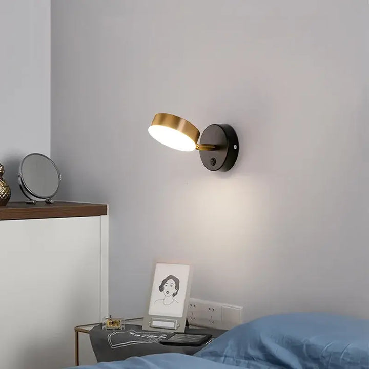 Applique Murale Cylindre Orientable Design Noir Et Doré