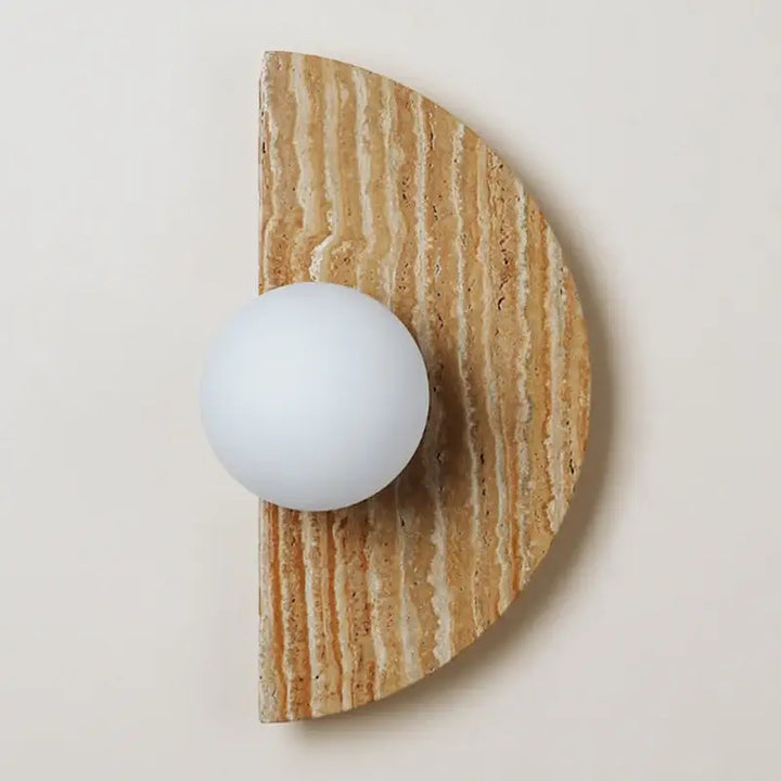Applique Murale Demi-Cercle En Travertin Et Verre