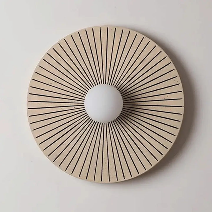 Applique Murale Design Soleil En Bois Et Verre Blanc
