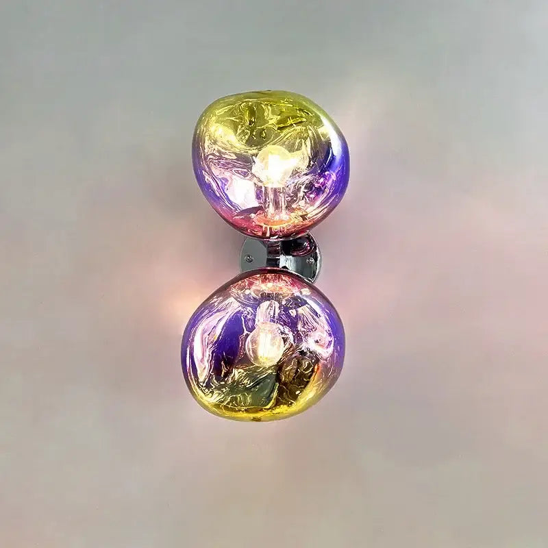 Applique Murale Double Globe En Verre Soufflé Coloré