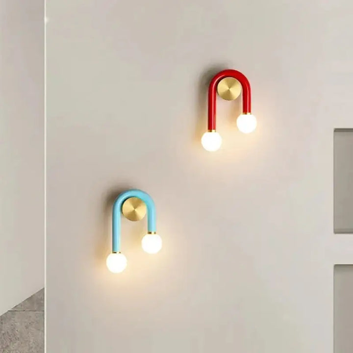 Applique murale en forme de U de couleur bleu, rose ou rouge