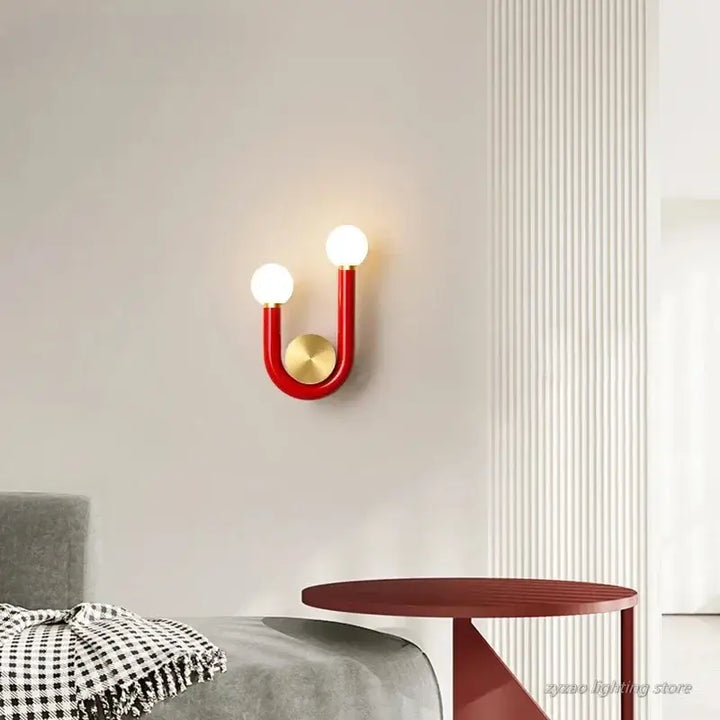 Applique murale en forme de U de couleur bleu, rose ou rouge