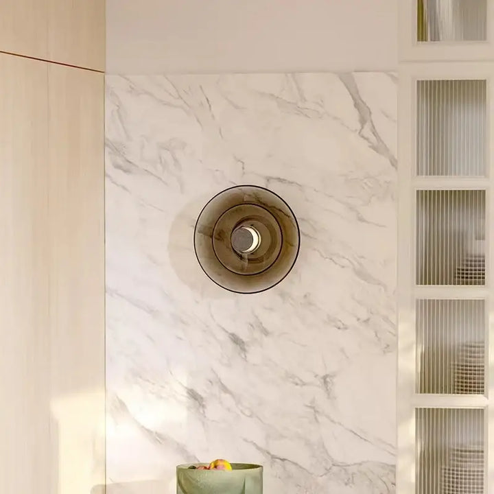 Applique murale gris ambre ronde au style néo rétro