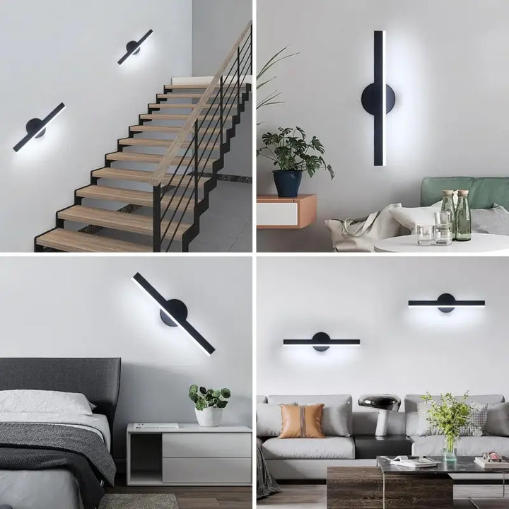 Applique Murale LED Design Élancé Minimaliste Noir Intérieur