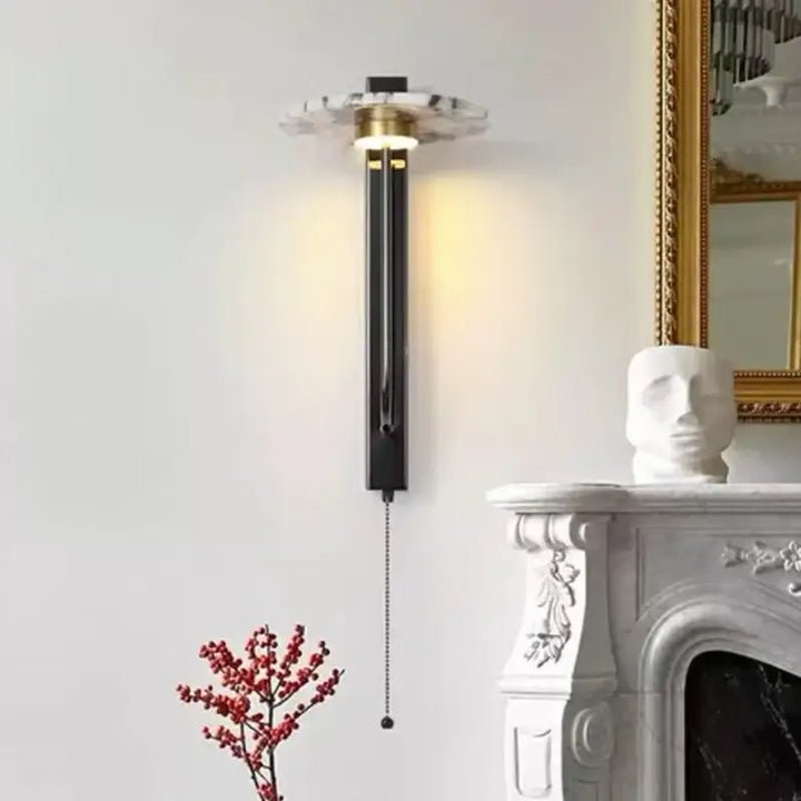 Applique Murale Longue Élégante Noire Dorée Et Marbre