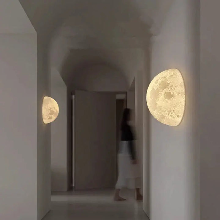 Applique murale lune en demi cercle à effet réaliste