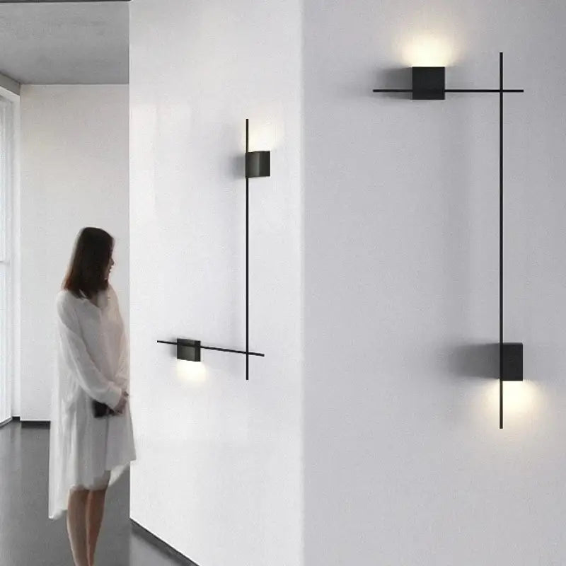 Applique Murale Minimaliste Au Design Géométrique Noir