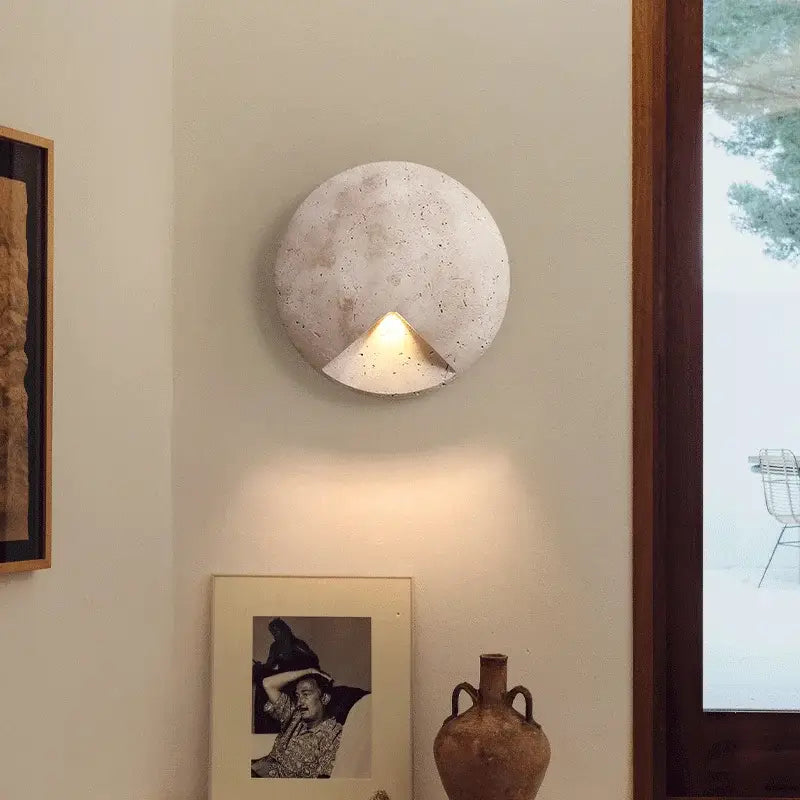 Applique Murale Ronde En Béton Avec Lumière Intégrée