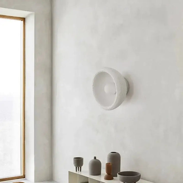 Applique murale ronde en céramique avec éclairage LED chaud