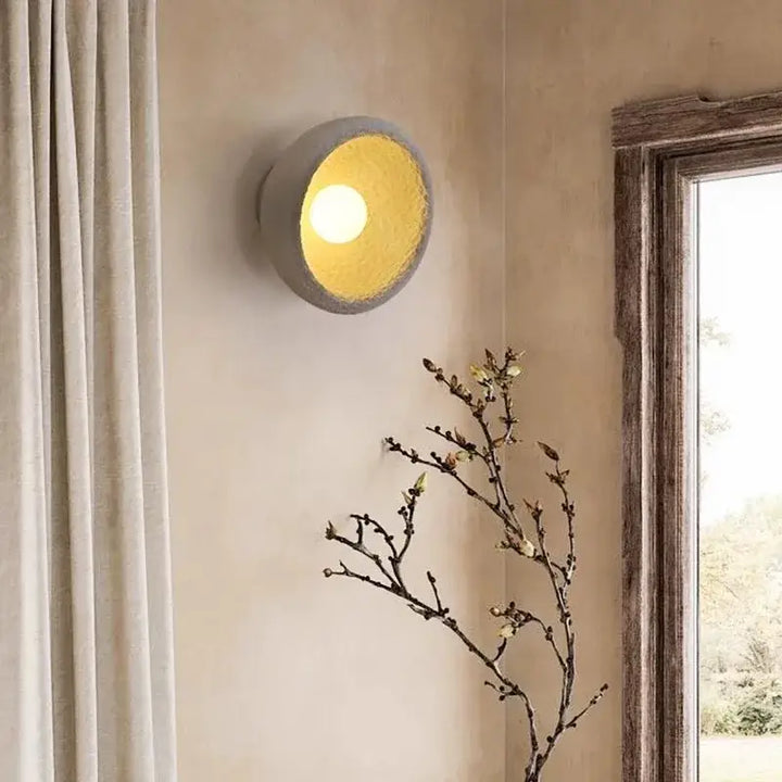 Applique murale ronde en céramique avec éclairage LED chaud
