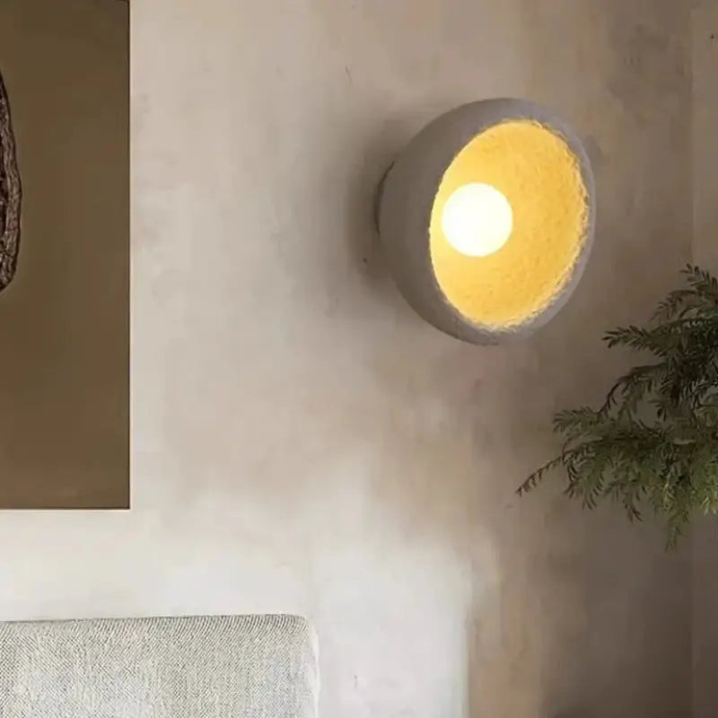 Applique murale ronde en céramique avec éclairage LED chaud