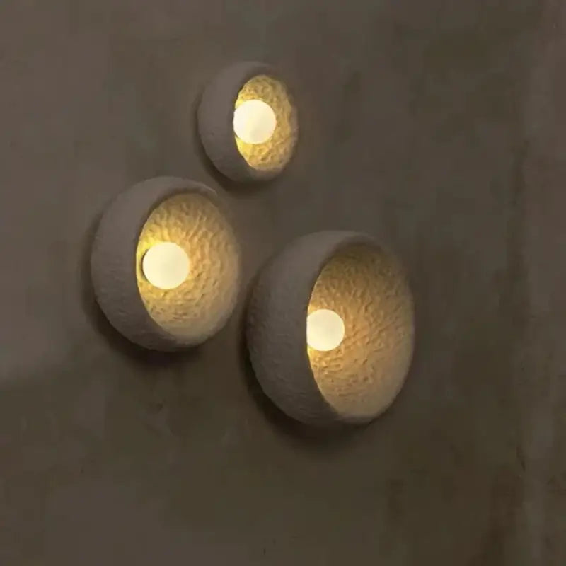 Applique murale ronde en céramique avec éclairage LED chaud