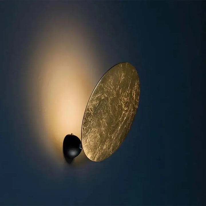 Applique murale ronde LED dorée design effet lune