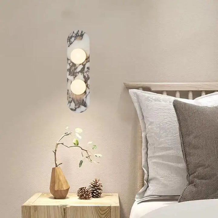 Applique murale scandinave effet marbre avec 3 boules blanches