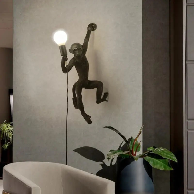 Applique Murale Singe En Acrylique Noir Ou Or Ou Blanc