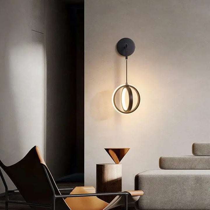 Applique Murale Chambre Adulte LED En Cercle Doré Ou Noir