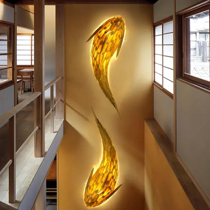 Grande Applique Murale LED En Forme De Poisson Carpe Koi Élégante