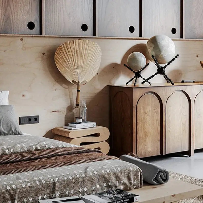 Lampe Murale Design avec Abat-jour en Rotin Jaune pour Chambre