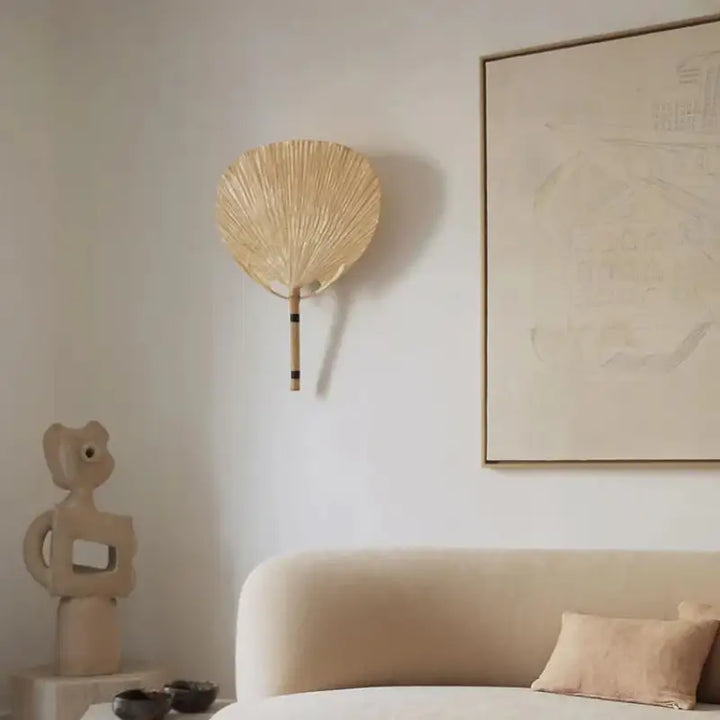 Lampe Murale Design avec Abat-jour en Rotin Jaune pour Chambre