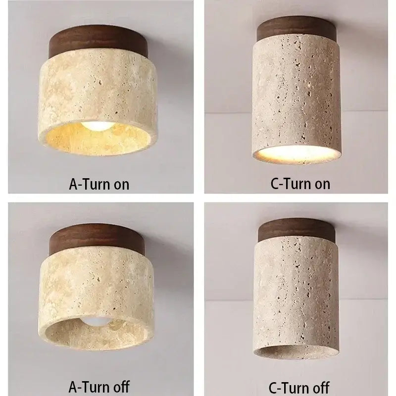 Modern Stone Travertine Ceiling Lamp Bedroom Corridor Flush Mounted Foyer Hallway Staircase Indoor Lighting Fixture