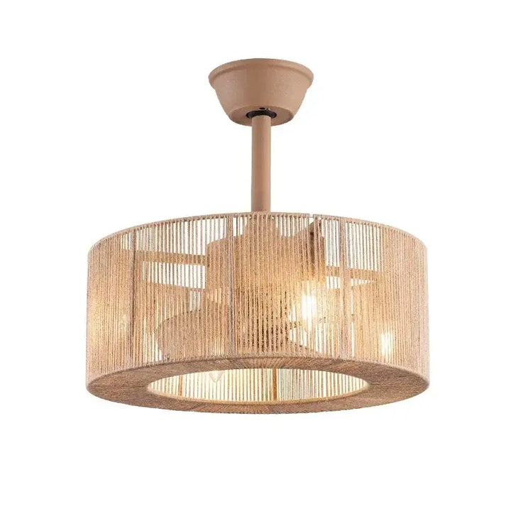 Plafonnier design en rotin tressé cylindrique moderne