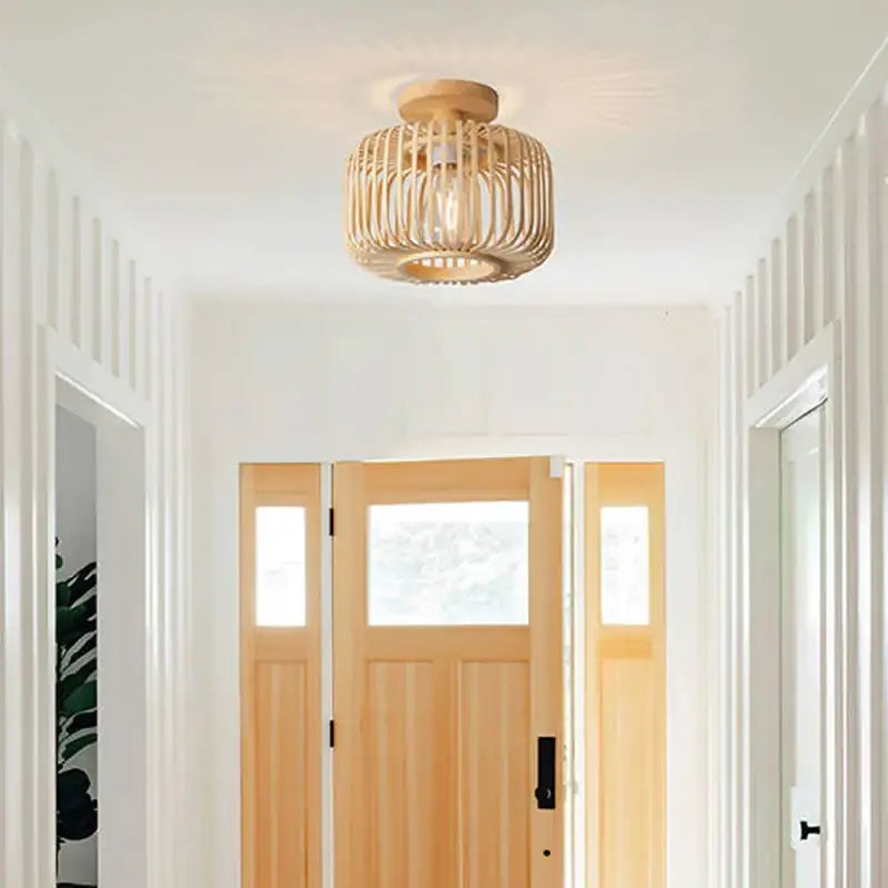 Plafonnier En Bambou Tressé Luminaire Naturel Moderne