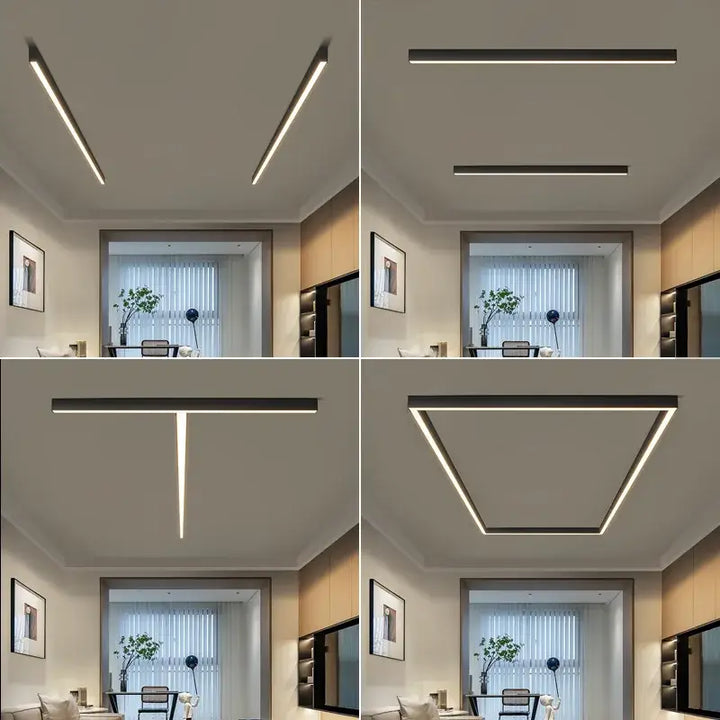 Plafonnier encastré LED linéaire style moderne minimaliste