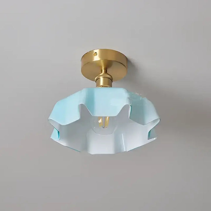 Plafonnier Laiton Et Verre Ondulé Style Rétro Pour Chambre