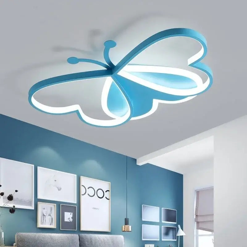 Plafonnier LED papillon rose ou bleu pour chambre d’enfant