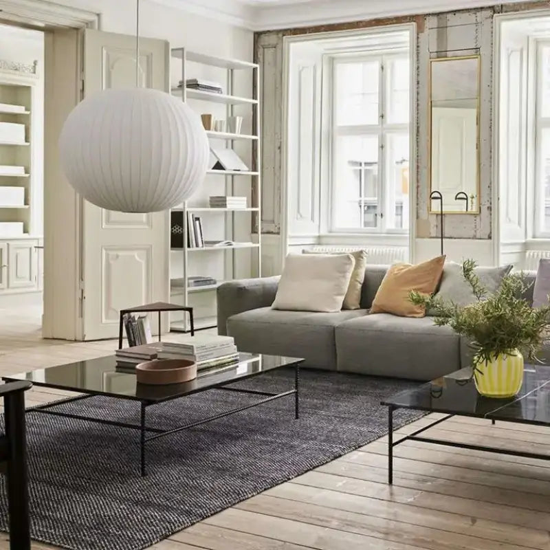 Suspension boule blanche plissée style scandinave moderne