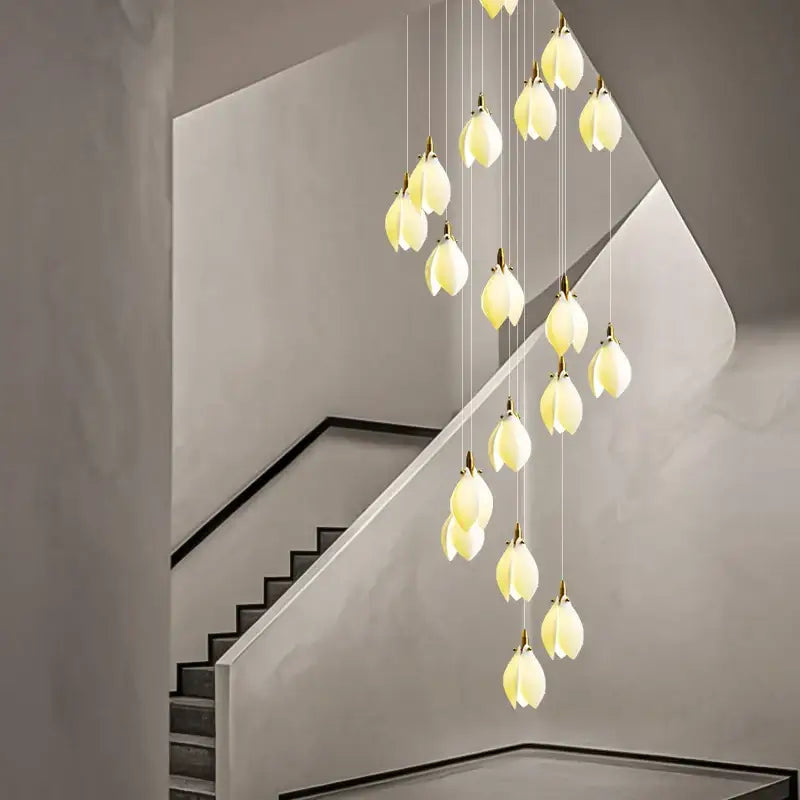 Suspension cascade pétales métal et céramique