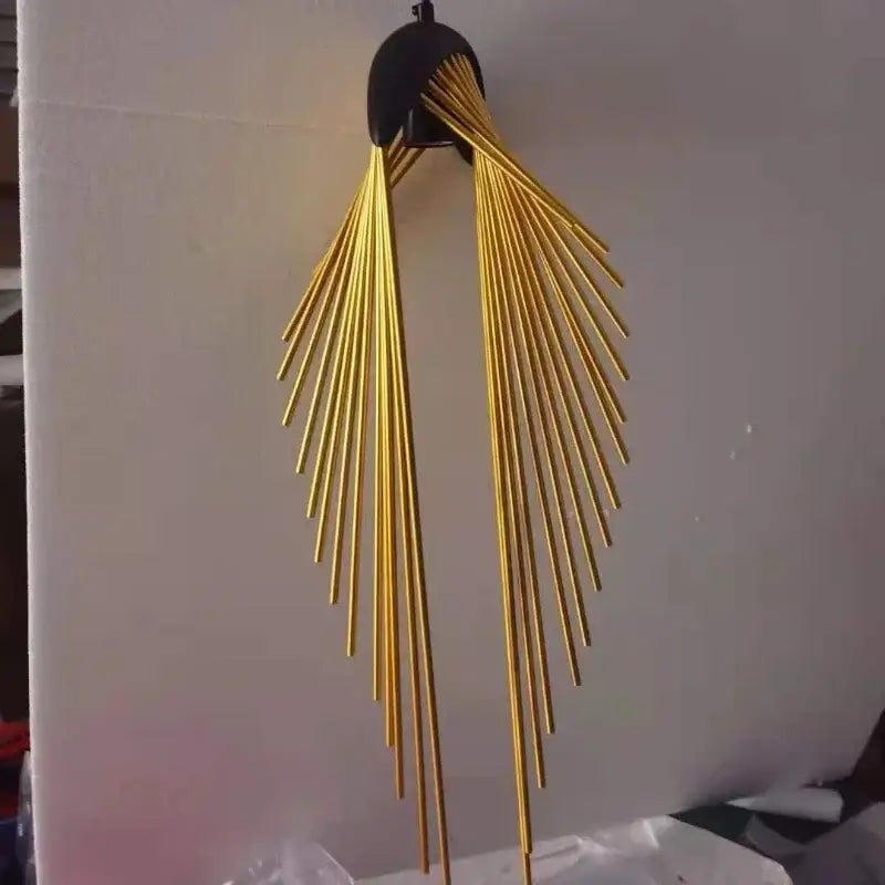 Suspension Design Ailée Métal Noir Or Moderne Élégante