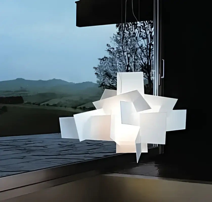 Suspension design art abstrait blanc géométrique