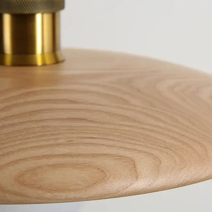 Suspension en bois naturel avec abat-jour rond style minimaliste