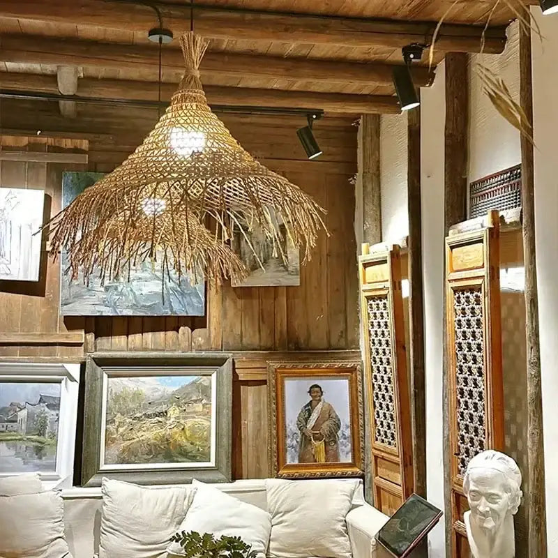 Suspension en fibres naturelles style bohème chic pour cuisine ou salo…