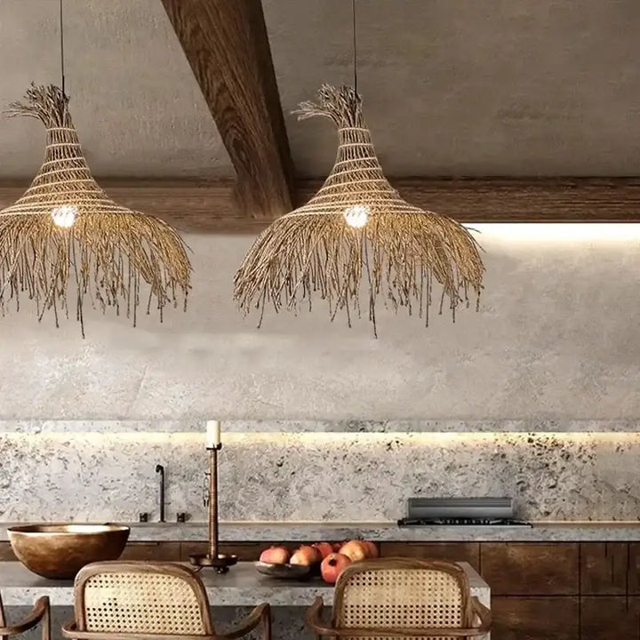 Suspension en fibres naturelles style bohème chic pour cuisine ou salo…