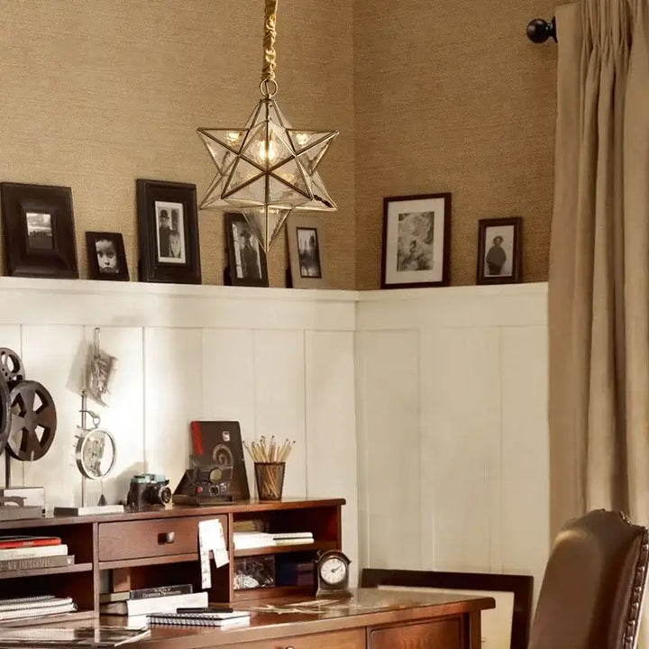 Modern LED Pendant Light Simple Bedroom Living Room Bar Balcony Creative Personality Corridor Glass/copper Star