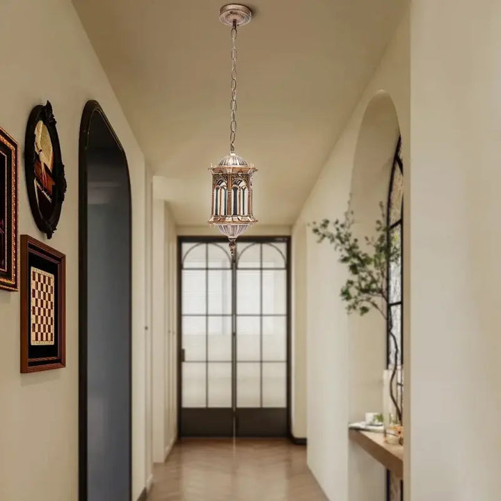 Suspension Extérieur Style Oriental Lanterne Dorée Chic