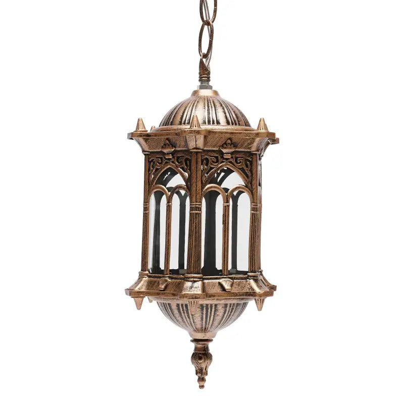 Suspension Extérieur Style Oriental Lanterne Dorée Chic