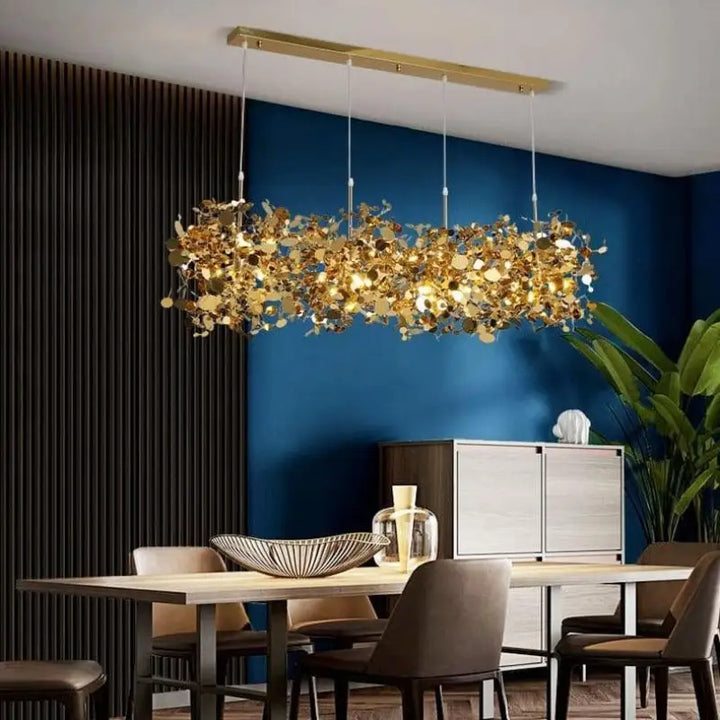 Suspension Filaire Doré Structure Dorée LED