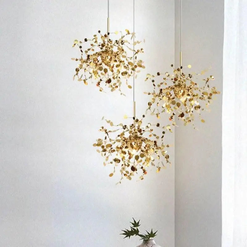 Suspension Filaire Doré Structure Dorée LED