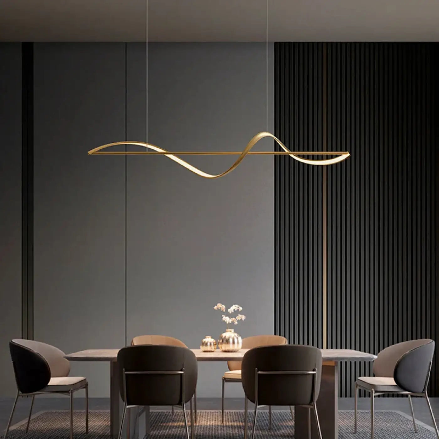 Sleek Wavy LED Suspension Lamp Minimalist Design with a Vague Form ...