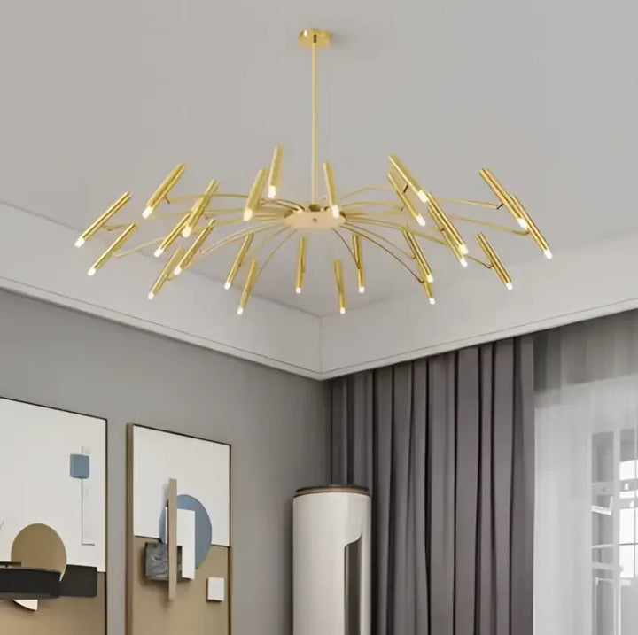 Suspension luminaire au style chandelier noir à 24 têtes LED amovibles