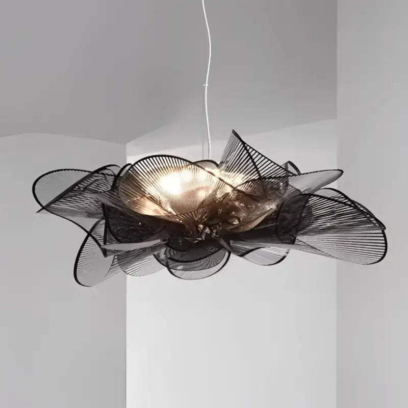 Suspension luminaire noir au design original en chiffon sombre