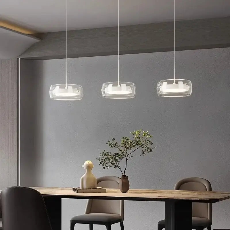 Suspension Moderne Trio Verre Transparent et LED Intégrée