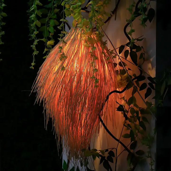 Suspension Naturelle Raphia Effet Plume Design Bohème Chic