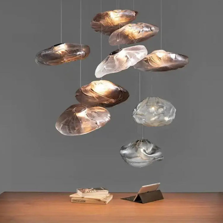 Suspension Nuage Verre Sculpté Design Moderne Élégant
